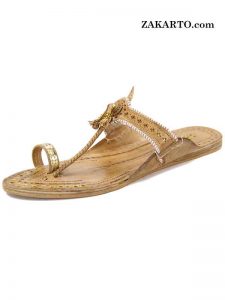 Overwhelming Golden Rivets Kolhapuri Chappal For Women