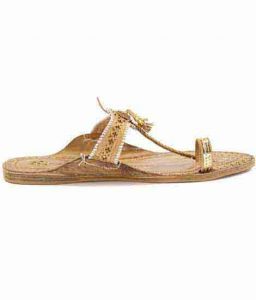 Overwhelming Golden Rivets Kolhapuri Chappal For Women