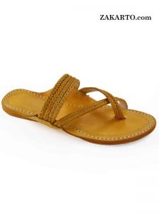 Good Looking Cross Braided Yellow Kolhapuri Chappal