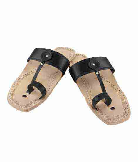 Beautiful Black Belt Kolhapuri Chappal For Men - Zakarto