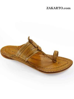 Authentic Kapshi Light Yellow Kolhapuri Chappal For Men