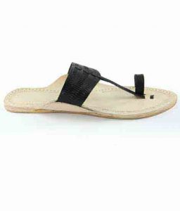 Pleasing Triangular Black Belt Kolhapuri Chappal For Men