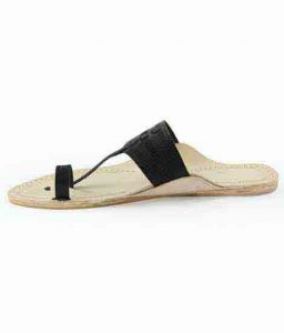 Pleasing Triangular Black Belt Kolhapuri Chappal For Men