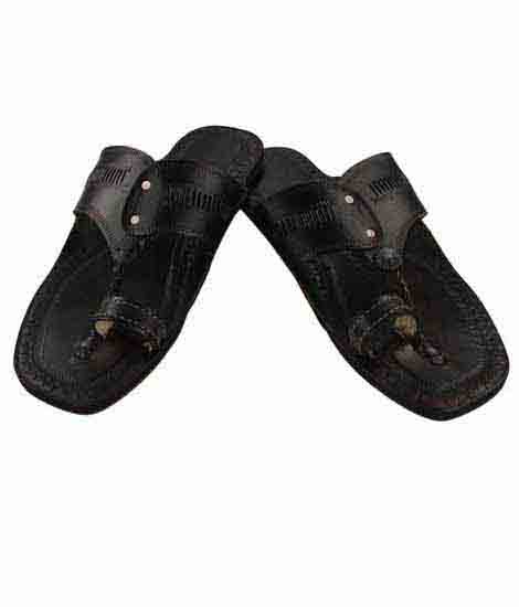 Nice-Looking Black Artist’S Kolhapuri Chappal For Men