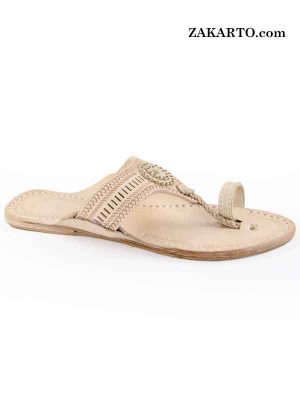 Good Lookig Natural Broad Belt Kolhapuri For Women