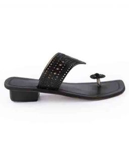 Good Looking High Heel Black Kolhapuri For Women