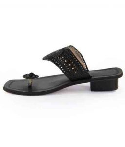 Good Looking High Heel Black Kolhapuri For Women