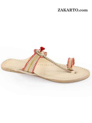 Good Looking Natural Red Laces Kolhapuri For Women