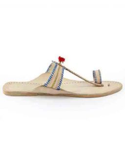 Good Looking Natural Blue Laces Kolhapuri For Women