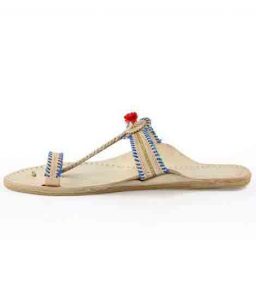 Good Looking Natural Blue Laces Kolhapuri For Women