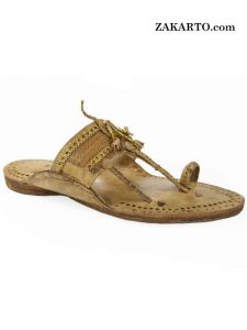 Traditional Sound Making Golden Rivets Kolhapuri Chappal For Men