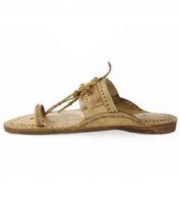 Traditional Sound Making Golden Rivets Kolhapuri Chappal For Men