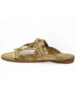 Accustomed Sound Making Golden Rivets Kolhapuri Chappal For Men