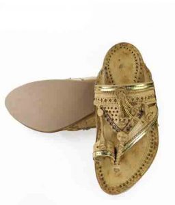 Accustomed Sound Making Golden Rivets Kolhapuri Chappal For Men