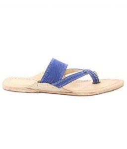 Extraordinary Denim Blue Cross Lace Kolhapuri Chappal