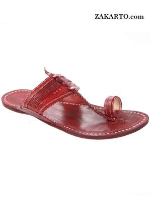 Breathtaking Cherry Red Kapshi Men Kolhapuri Chappal