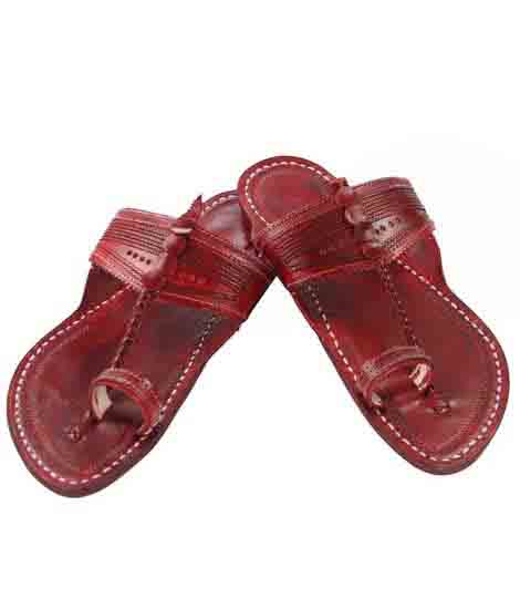 Breathtaking Cherry Red Kapshi Men Kolhapuri Chappal