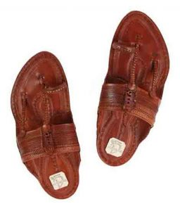 Unusual Tan Color Typical Kolhapuri Chappal For Men