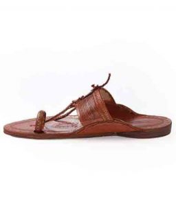 Unusual Tan Color Typical Kolhapuri Chappal For Men