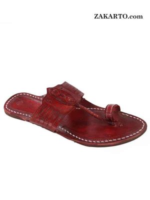 Gorgeous Cherry Red Kolhapuri Chappal For Men