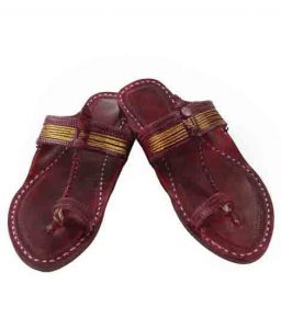 Beautiful Cherry Red Pointed Kolhapuri Chappal