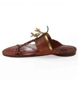 Wonderful Cherry Red Typical Kolhapuri Chappal For Men