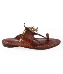 Wonderful Cherry Red Typical Kolhapuri Chappal For Men