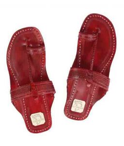 Remarkable Cherry Red Ladies Flat Heel Kolhapuri Chappal