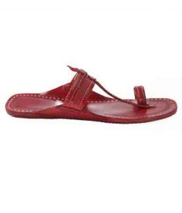 Remarkable Cherry Red Ladies Flat Heel Kolhapuri Chappal