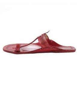 Remarkable Cherry Red Ladies Flat Heel Kolhapuri Chappal