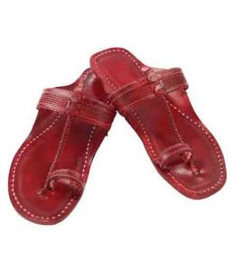 Remarkable Cherry Red Ladies Flat Heel Kolhapuri Chappal