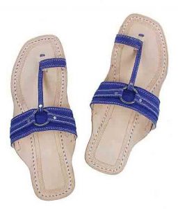 Delightful Denim Blue Silver Ring Ladies Kolhapuri Chappal