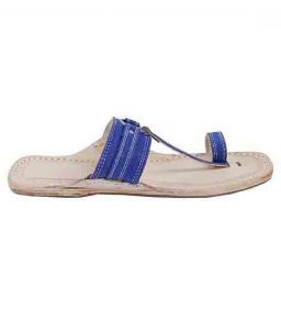 Delightful Denim Blue Silver Ring Ladies Kolhapuri Chappal