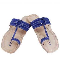 Delightful Denim Blue Silver Ring Ladies Kolhapuri Chappal