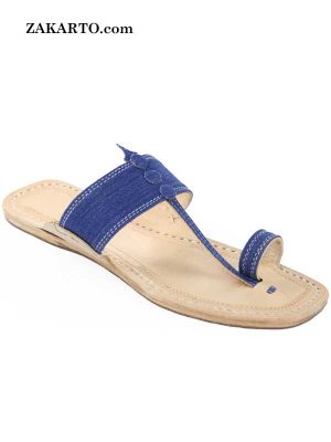 Outstanding Denim Blue Ladies Kolhapuri Chappal