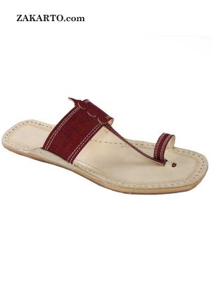 Extraordinary Maroon Kolhapuri Ladies Chappal