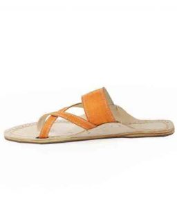 Fine-Looking Orange Cross Belt Kolhapuri Chappal For Women