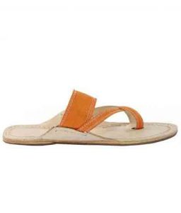 Fine-Looking Orange Cross Belt Kolhapuri Chappal For Women