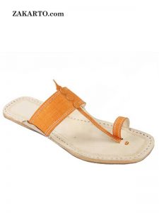 Stunning Orange Kolhapuri Ladies Chappal