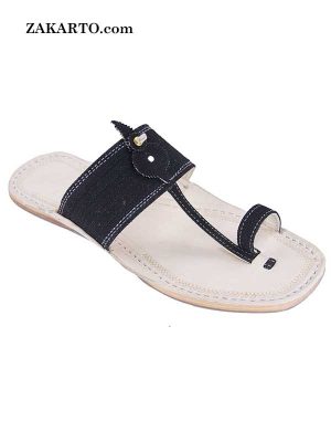 Awesome Denim Black Men Designers’ Kolhapuri Chappal For Men