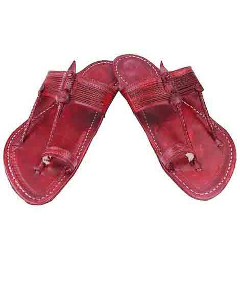 Overwhelming Cherry Red Kapshi Men Chappal