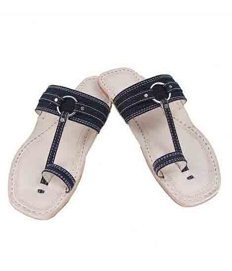 Superior Denim Black Men Kolhapuri Chappal