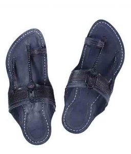 Amazing Black Fine Braids Kapshi Kolhapuri Chappal For Men