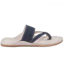 Decent Denim Grey Cross Belt Kolhapuri Chappal For Men