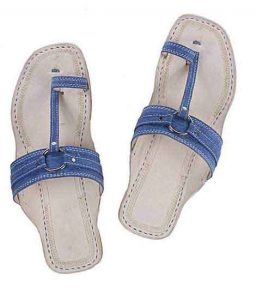 Attractive Designers’ Denim Light Blue Silver Ring Kolhapuri Chappal For Men