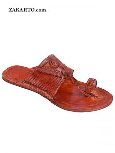 Breathtaking Tan Color Fourteen Laces Designer’S Men Chappal