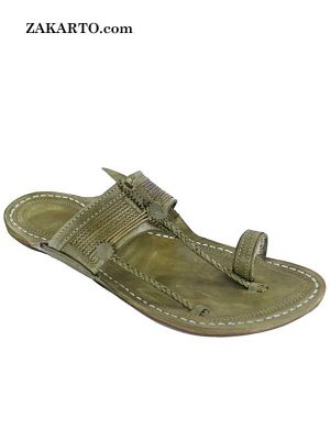 Trustworthy Seaweed Color Kolhapuri Chappal For Men