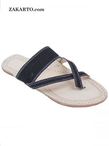 Gorgeous Denim Black Cross Lace Kolhapuri Chappal For Men