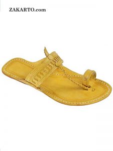 Attractive S Punching Yellow Kolhapuri Chappal For Men