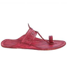 Gorgeous S Punching Cherry Red Kolhapuri Chappal For Men